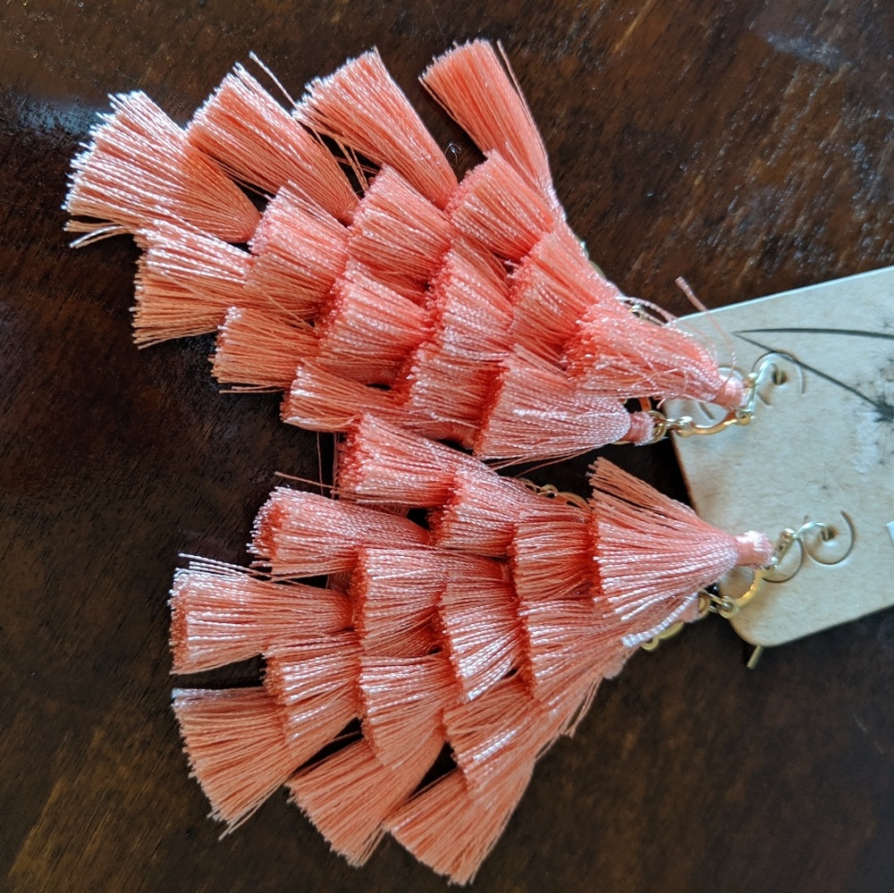 Peach tassel earrings